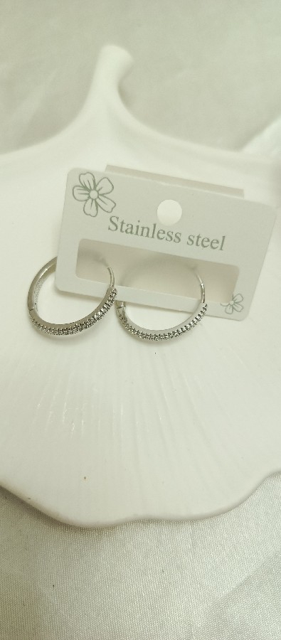 silver taşlı halka küpe