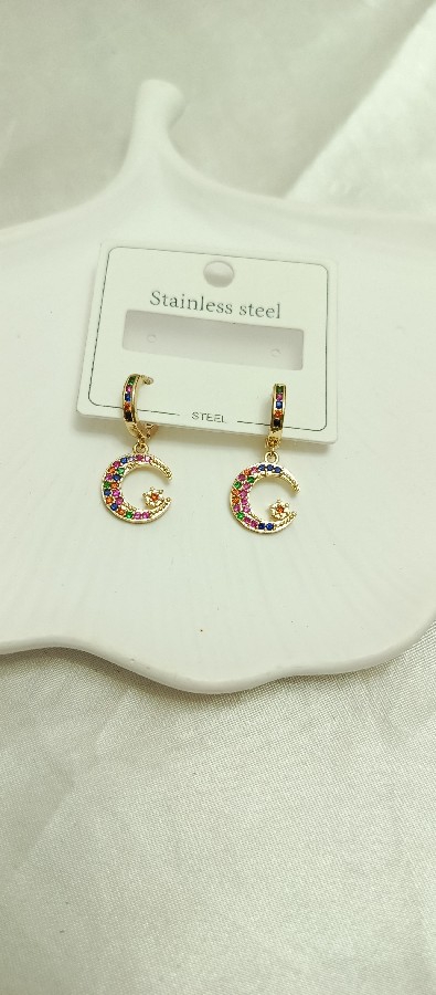 renkli ayyıldız küpe