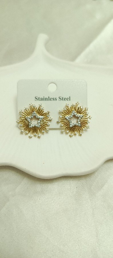 ortası yıldızlı taşlı küpe